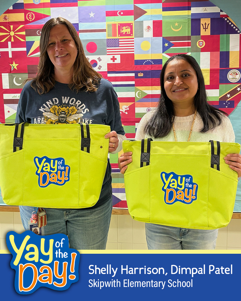 Shelly Harrison and Dimpal Patel with Skipwith Elementary School