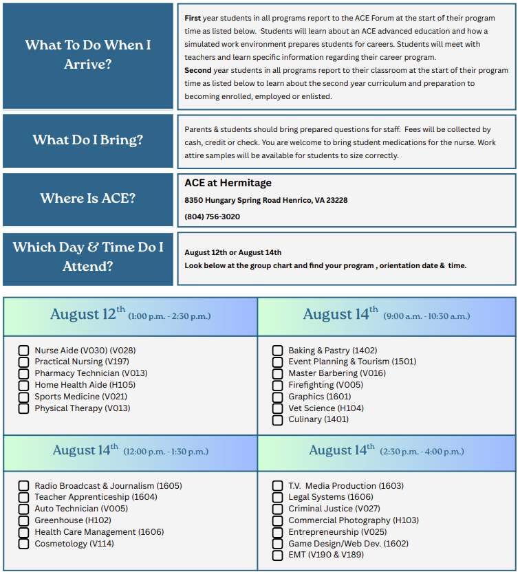 Orientation Flyer Info