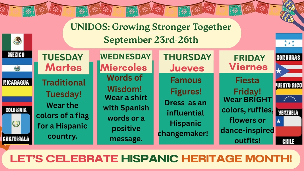Spirit Week Sept 23rd-26th - Hispanic Heritage