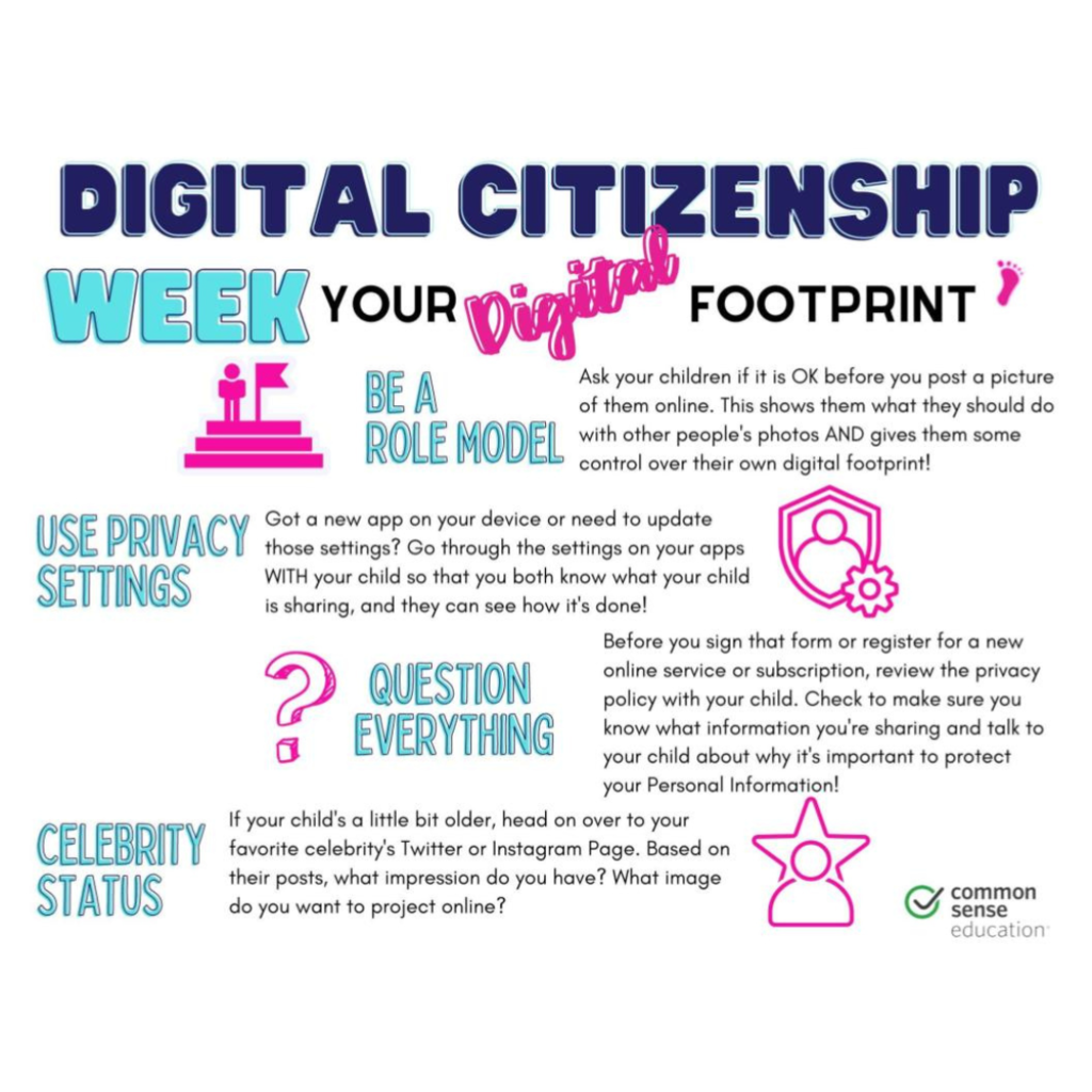 It’s Digital Citizenship Week! 🌐💻 Let’s take this time to reflect on the importance of being responsible and respectful online. Everything we post, share, and engage with leaves a digital footprint that can last a lifetime. Remember, your online actions shape how others see you, so let’s make sure we’re leaving a positive impact. #DigitalCitizenshipWeek #DigitalFootprint #ThinkBeforeYouPost
