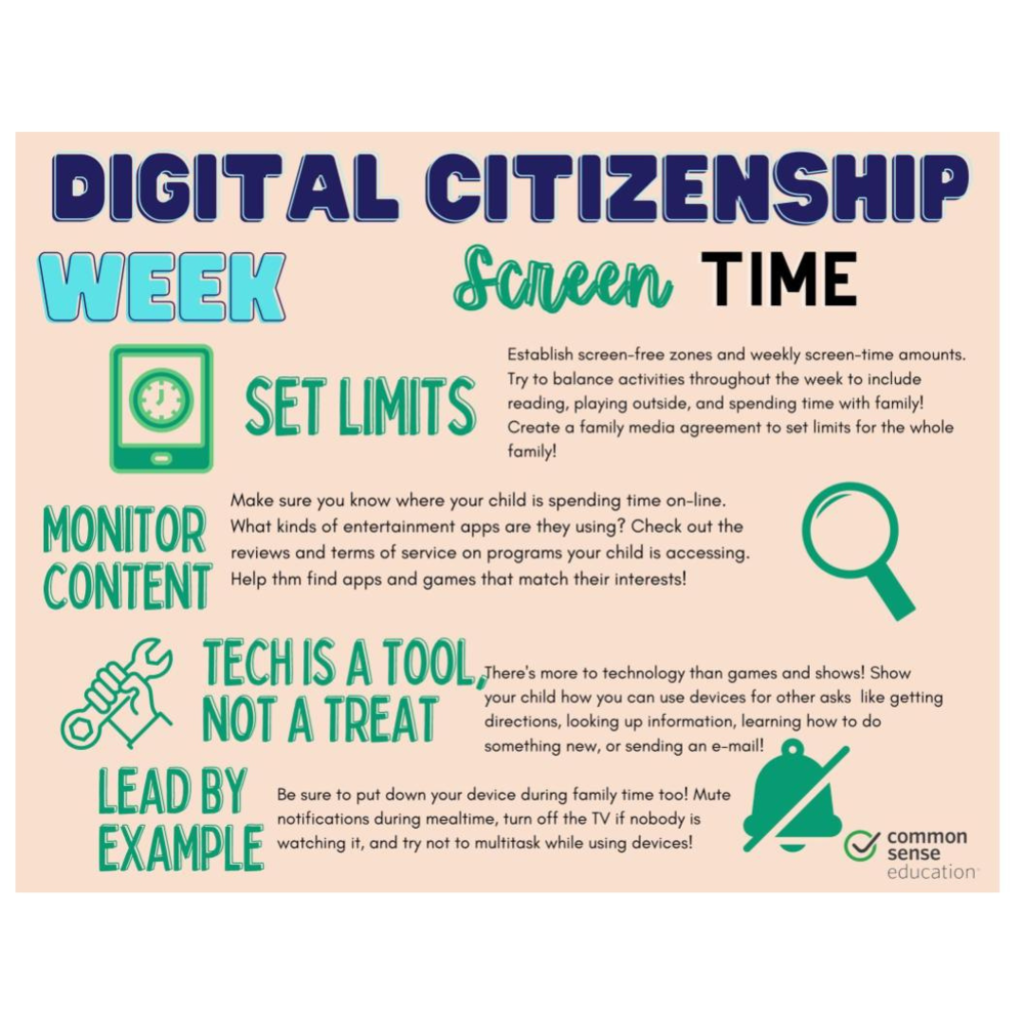It’s Digital Citizenship Week! 🌐📱 Let’s take this opportunity to reflect on our screen time and how we balance our digital and offline lives. Healthy habits mean taking breaks, staying active, and making time for face-to-face connections. Let’s be mindful of how we use our screens and find balance in our day! #DigitalCitizenshipWeek #ScreenTimeBalance #HealthyHabits
