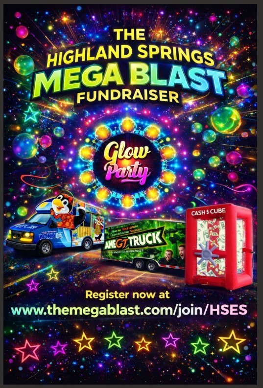 hses mega blast fundraiser advertisement with the web address