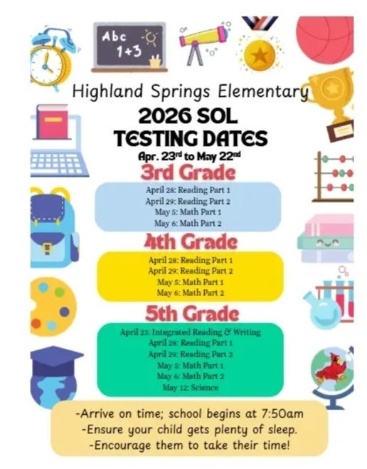 HSES SOL testing Schedule