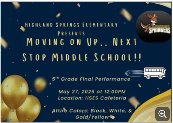 5th grade eoy ceremony inforation
