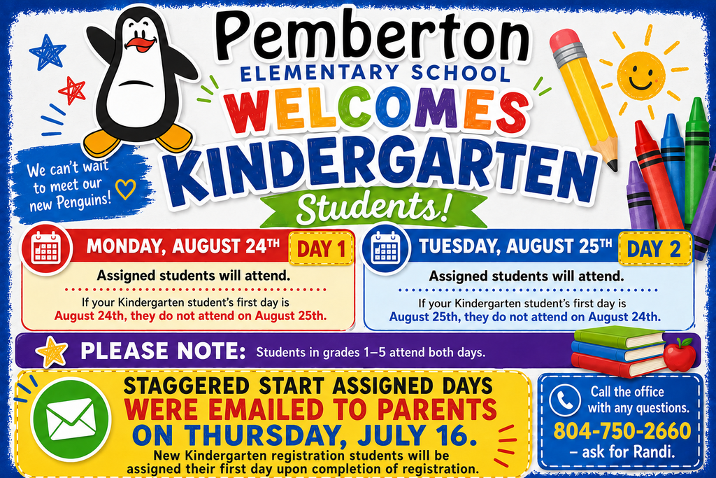 Flyer for 26-27 KG regarding a staggered start in which some assigned KG students will start on Monday Aug 24th and not Tuesday Aug. 25th while the other assigned students will start school on August 25th.