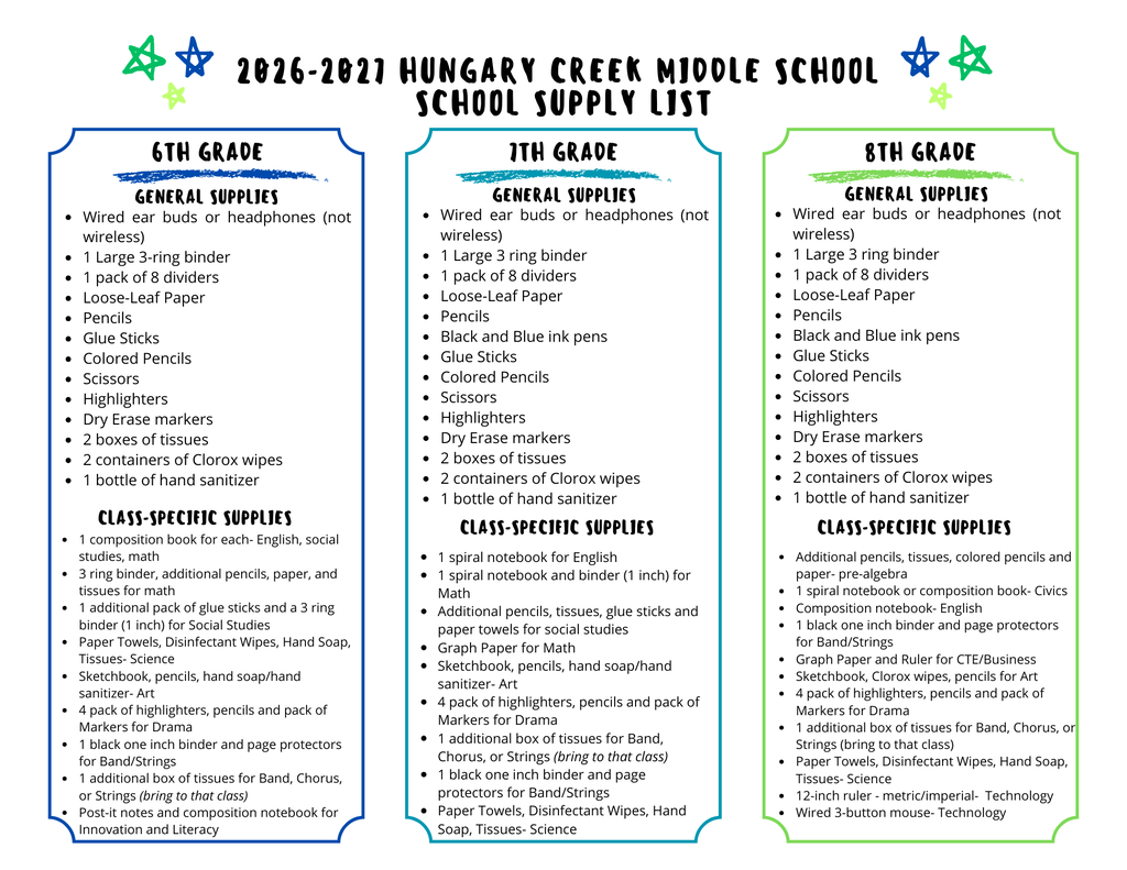 School Supply List