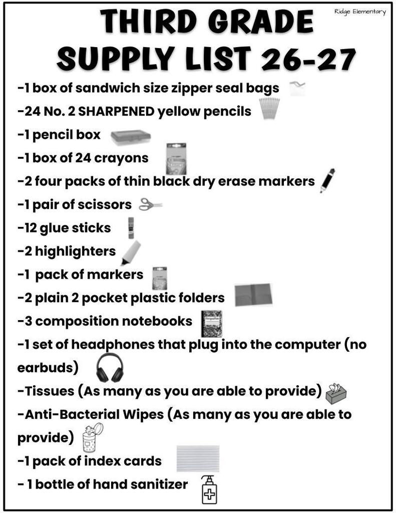 3rd Supply List