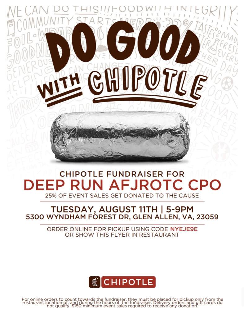 AFJROTC Spirit Night tonight from 5-9 at Chipotle