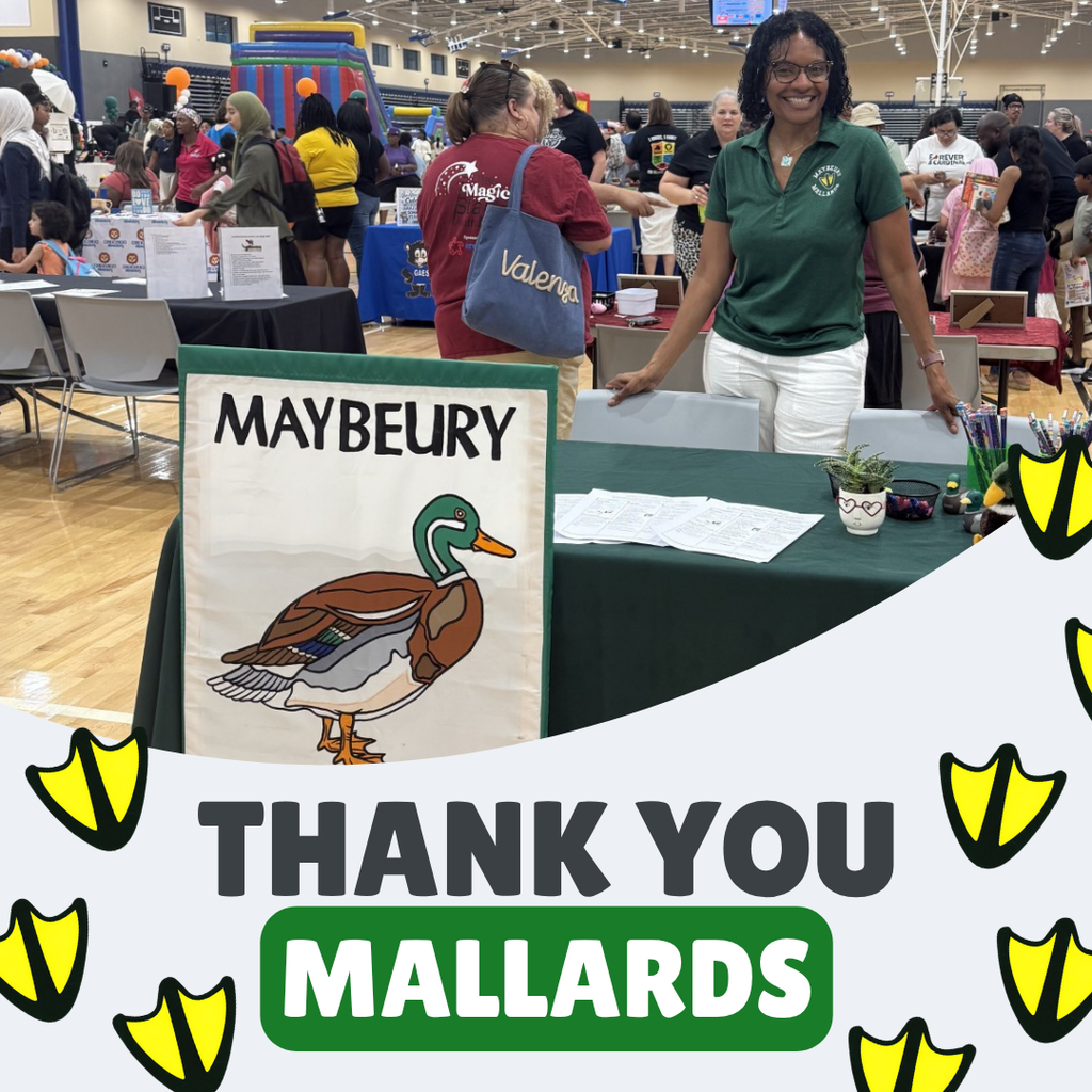 A picture of Mrs. Christian at the HCPS Back to School event thanking Mallard families for joining Maybeury at the event. 