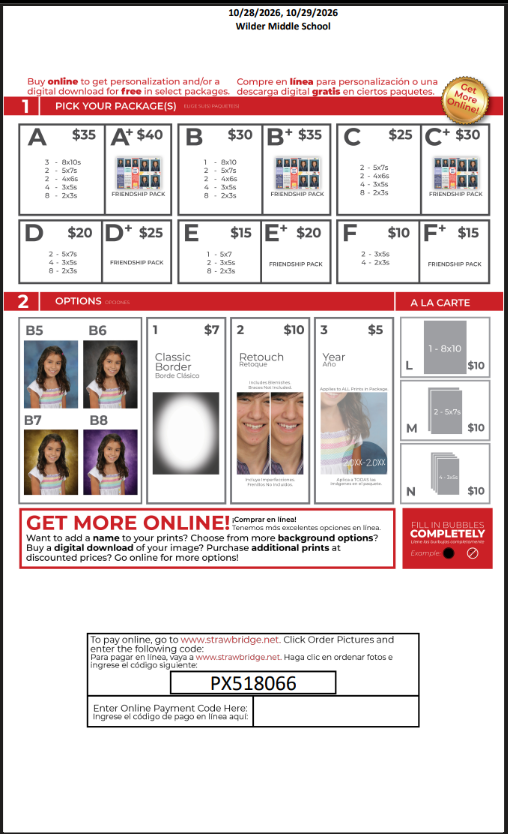 Picture day order form