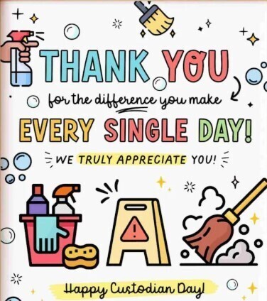 Today is National Custodian Day, and we want to shine a bright light on the incredible team that keeps our school running smoothly every single day! 🌟 From early mornings to late afternoons, Mr. Shehata, Ms. Dickerson, Mr. Khalil, and Mr. Habib work tirelessly behind the scenes to ensure our hallways, classrooms, and shared spaces are clean, safe, and welcoming. Their hard work creates the environment where our students can learn and grow. When you see them today, please take a moment to say thank you! We appreciate everything you do! 🧼✨🧹 #NationalCustodianDay #ThankYouCustodians #SchoolCommunity #UnsungHeroes