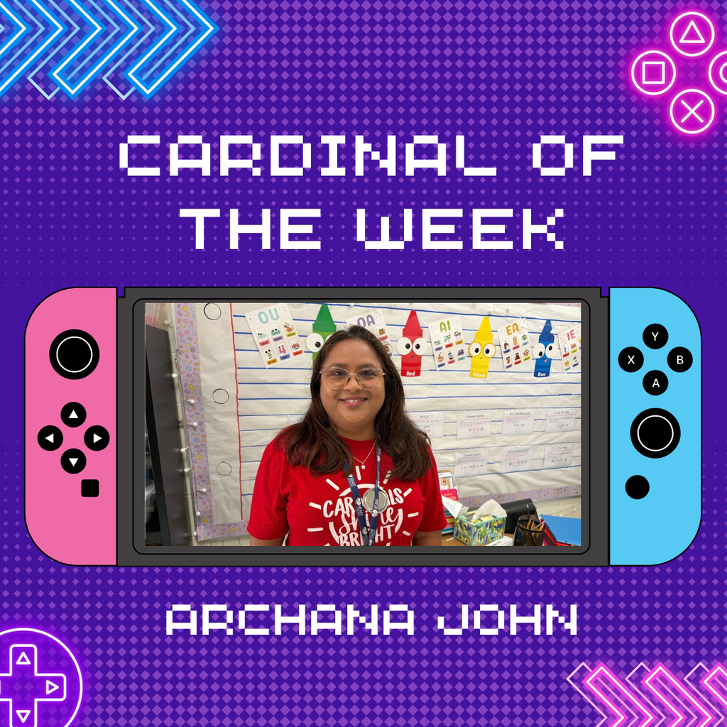 Time to Level Up! 🎮✨ This week, Archana John just hit a new high score! Nominated by a peer for her game-changing dedication, she brings next-level energy, leadership, and passion to our entire school community every single day. Join us in celebrating Ms. John for raising the bar and helping our team level up! 🏆 #LevelUp #CardinalOfTheWeek #StaffAppreciation #PowerUp