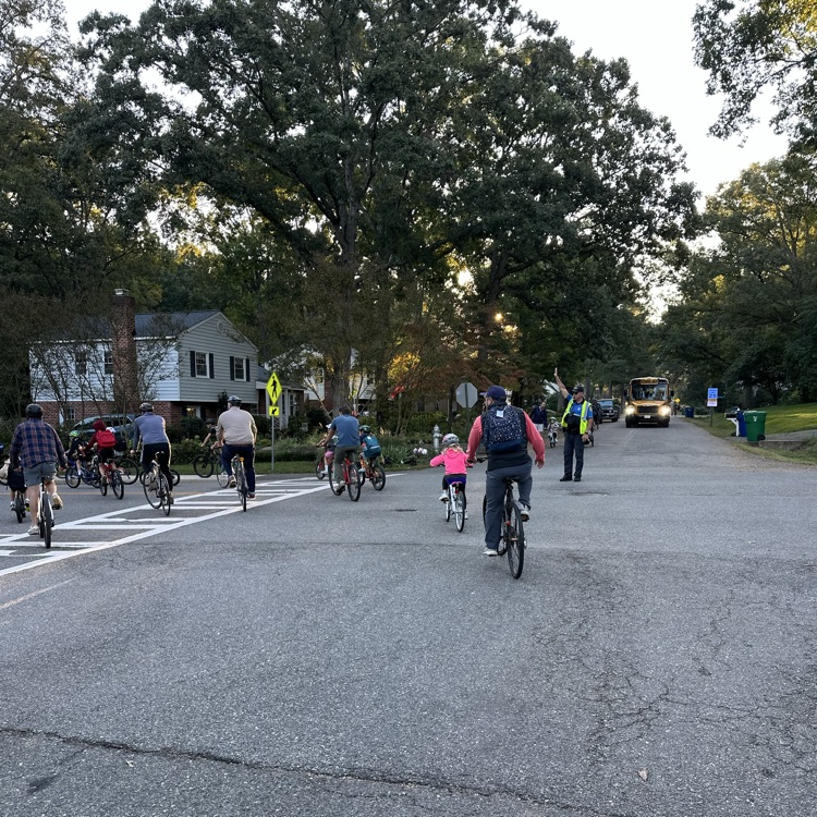 kids riding bikes to school