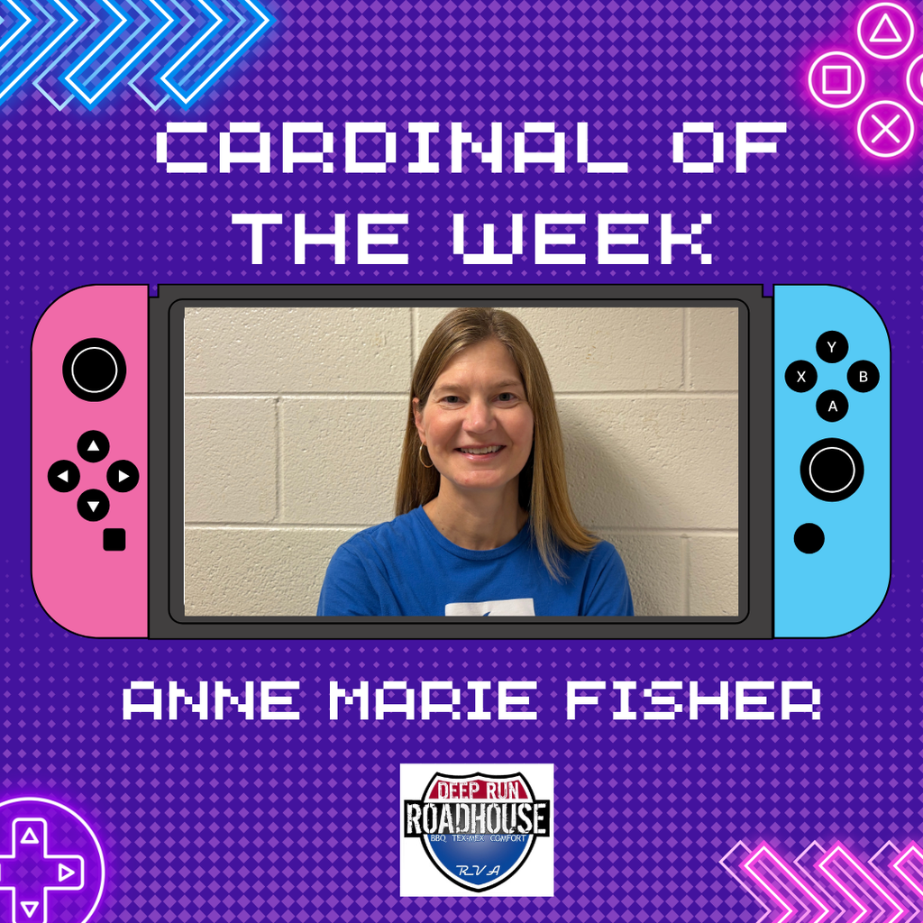 Time to Level Up! 🎮✨ This week, Anne Marie Fisher just hit a new high score! Nominated by a peer for her game-changing dedication, she brings next-level energy, leadership, and passion to our entire school community every single day. Join us in celebrating Ms. Fisher for raising the bar and helping our team level up! 🏆 #LevelUp #CardinalOfTheWeek #StaffAppreciation #PowerUp
