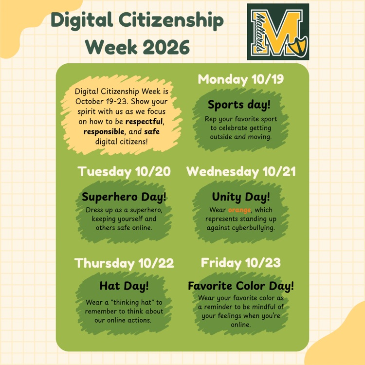 a post about digital citizenship week spirit day schedule