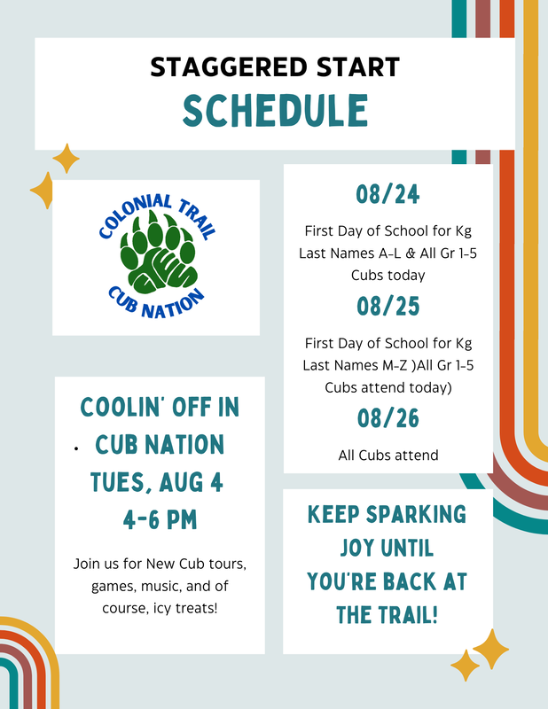 Cooling Off in Cub Nation on Aug. 4th from 4-6pm and a staggered start for Kg students