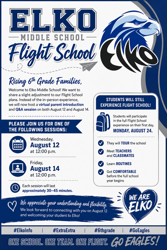 *UPDATE* Virtual 6th grade Flight School- August 12th & 14th @ 12 p.m.