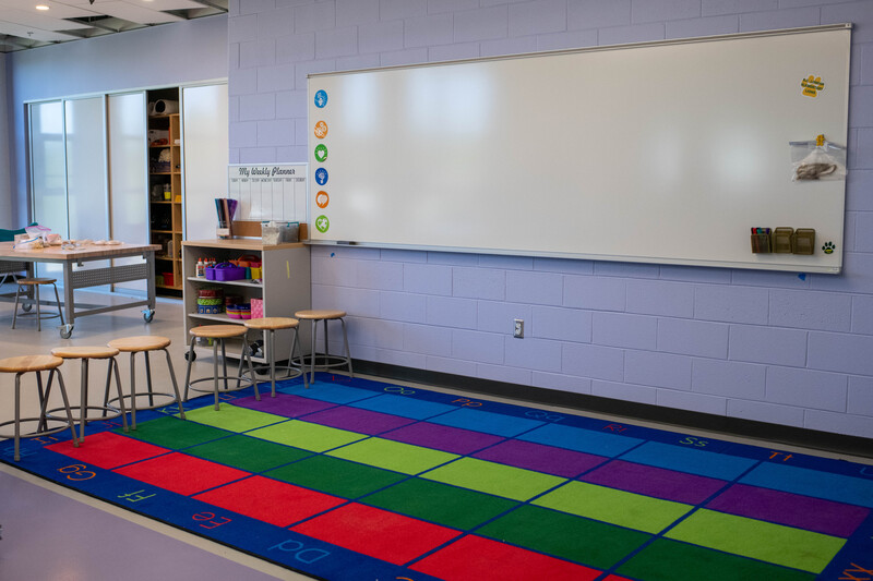 A colorful and modern classroom is on display at the new R.C. Longan Elementary School.
