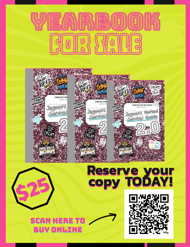 yellow background with yearbooks and qr code