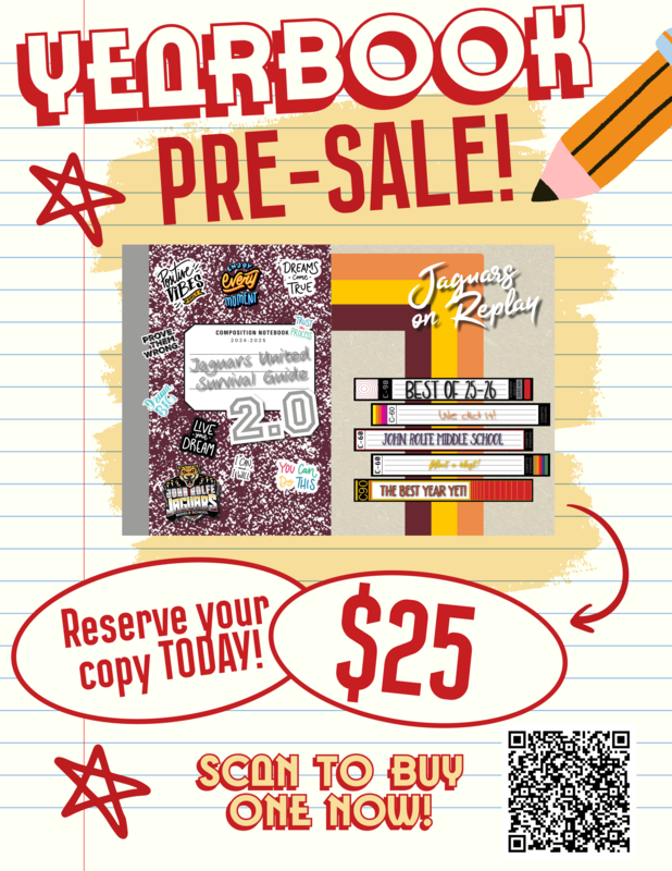 handwritten text for yearbook presale including a qr code