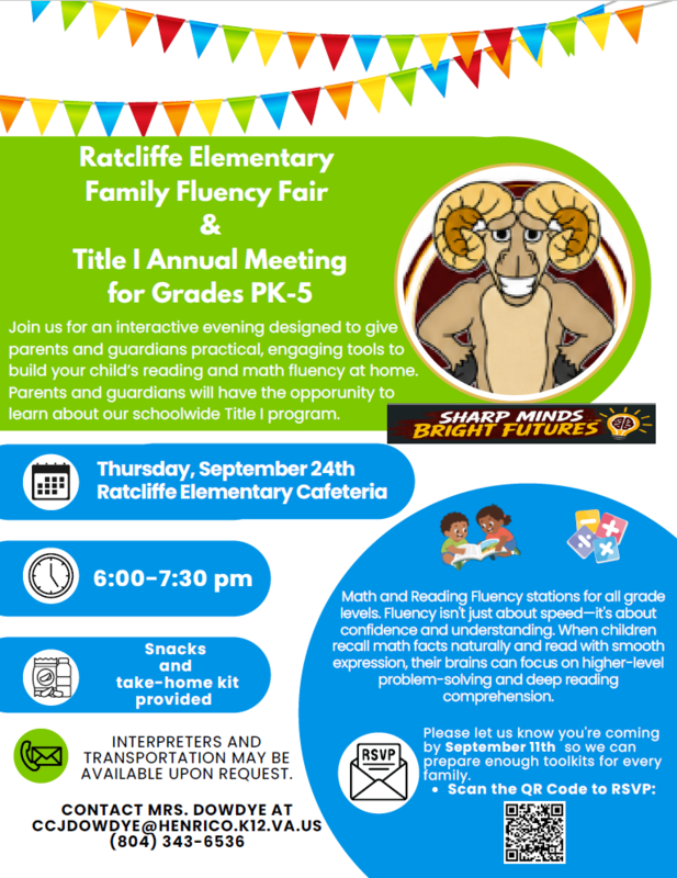 Ratcliffe Fluency Fair Thursday, September 24th 6:00-7:30pm Ratcliffe Cafeteria