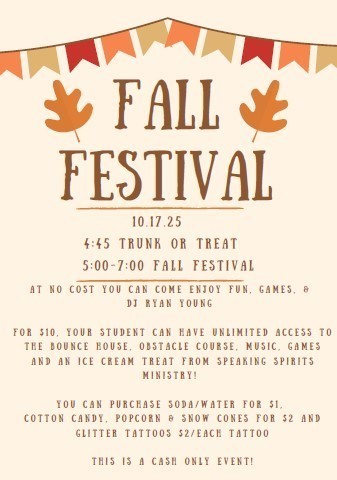 Fall Festival brochure for event 10 17 2025