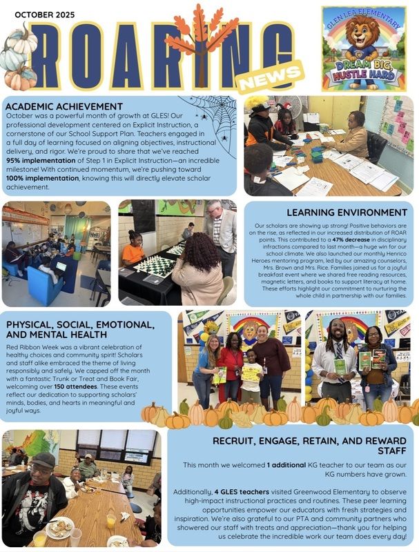 Pictures of students around the school, alongside the text from the post.