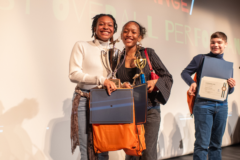 Highland Springs High School juniors Malai Keys and Leah Berryman at the 2026 HCPS Black History Month Poetry Slam