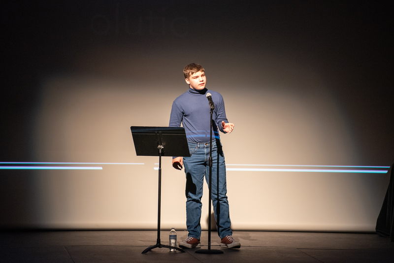 Varina High School sophomore Wesley Hassmer at the 2026 HCPS Black History Month Poetry Slam
