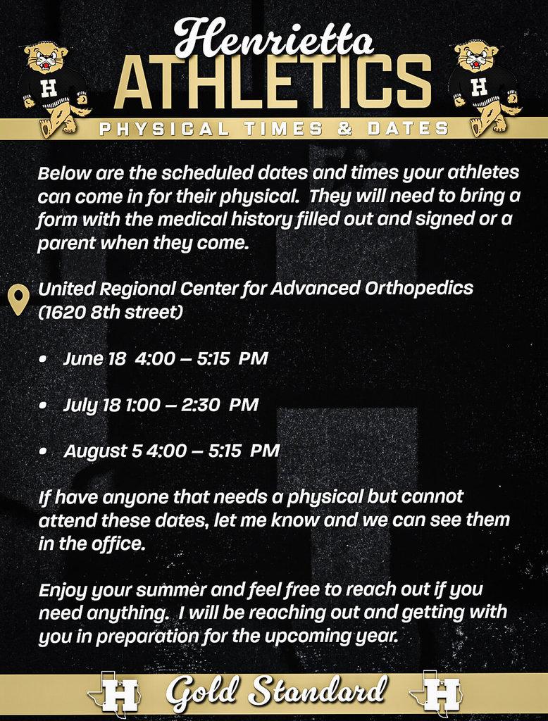 Time and place for getting your physical done.