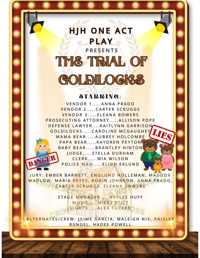 HJH One Act Play - The Trial of Goldilocks!