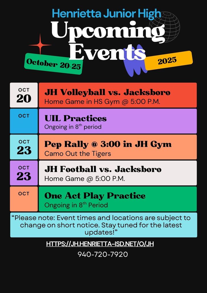 HJH Events 10-20-25 to 10-25-25