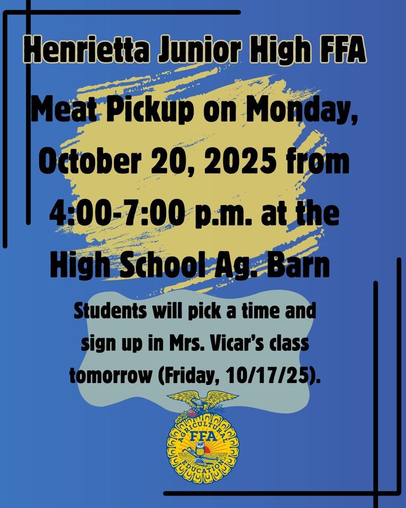 Henrietta Junior High Students FFA Meat Pickup  2025