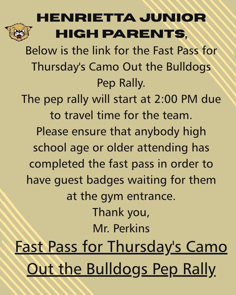Fast Pass Link for the Camo Out the Bulldogs Pep Rally!
