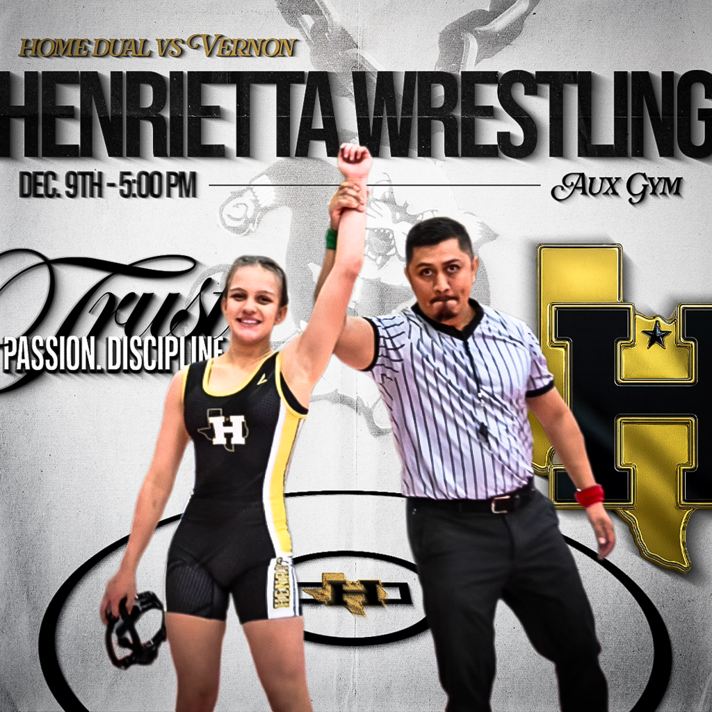 🤼♂️🔥 BACK TO THE MAT! 🔥🤼♂️ Henrietta Wrestling is back to the mat tonight vs. the Vernon Lions at the HHS Auxiliary Gym! 🚪 Doors open at 4:30 PM 🕔 5:00 PM – Junior High matches begin ➡️ Followed by HHS Lady Cats & Bearcats 🎟 Admission (Cash Only): • Adults – $3 • Students – $2 • Athletes – FREE Pack the gym and bring the energy! 🐾💪 #BackToTheMat #GoBearcats #TPD