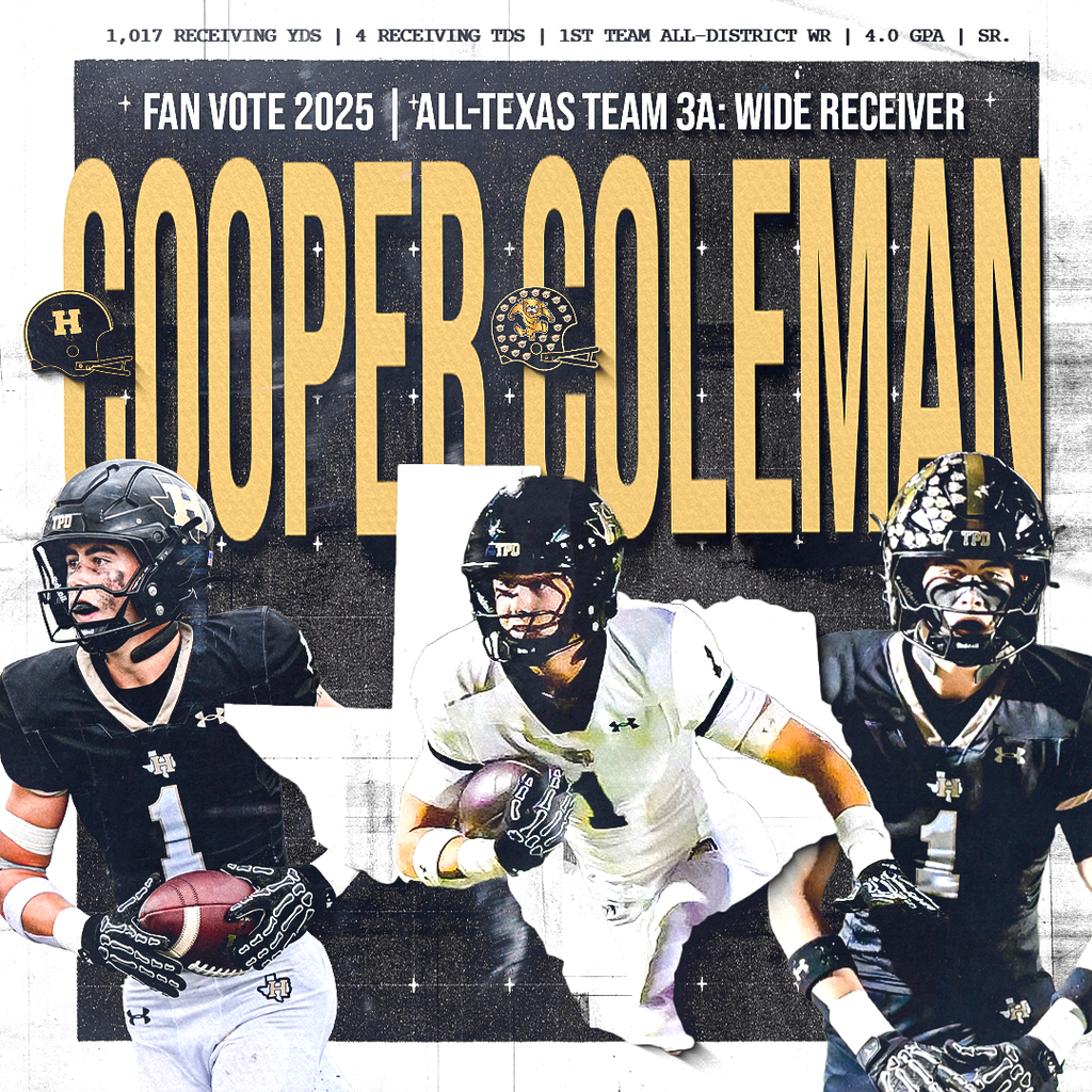🗳️🔥 VOTE NOW – FAN VOTE: 3A WR OF THE YEAR! 🔥🗳️ Support our guy Cooper Coleman (#1) for 3A Wide Receiver of the Year! 👉 Vote here: https://tinyurl.com/ytwtx6fh 🏈 6-3A 1st Team All-District — Offense (WR) 📊 1,017 Receiving Yds | 4 TDs 📚 4.0 GPA — Dominating the classroom too! Let’s show up for our Bearcat! 💪 #TPD #TXHSFB