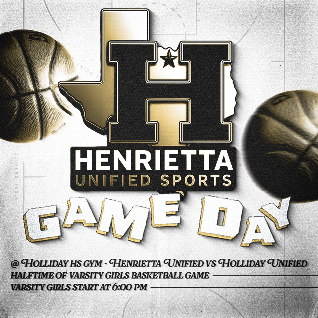 🏀 HENRIETTA UNIFIED BASKETBALL GAMEDAY 🏀  Our Unified Athletes are taking the spotlight! ⭐  Henrietta Unified vs Holliday Unified 📍 Holliday Gymnasium 📍 Holliday, TX ⏰ Tip-Off: Halftime of the Varsity Girls Basketball Game 🕕 Varsity Girls Game Starts: 6:00 PM  💥 Let’s pack the gym, bring the energy, and make this an unforgettable moment for our Unified Athletes as they shine on the court!  #TPD 