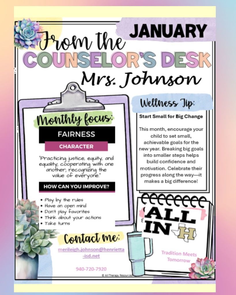 January 2026 Counselor's Corner- Mrs. Johnson