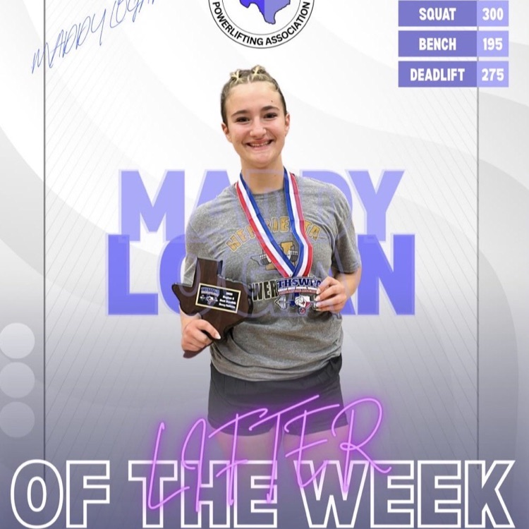 Congratulations to Maddy Logan of Henrietta High School for being the Region 6 female lifter of the week!!!