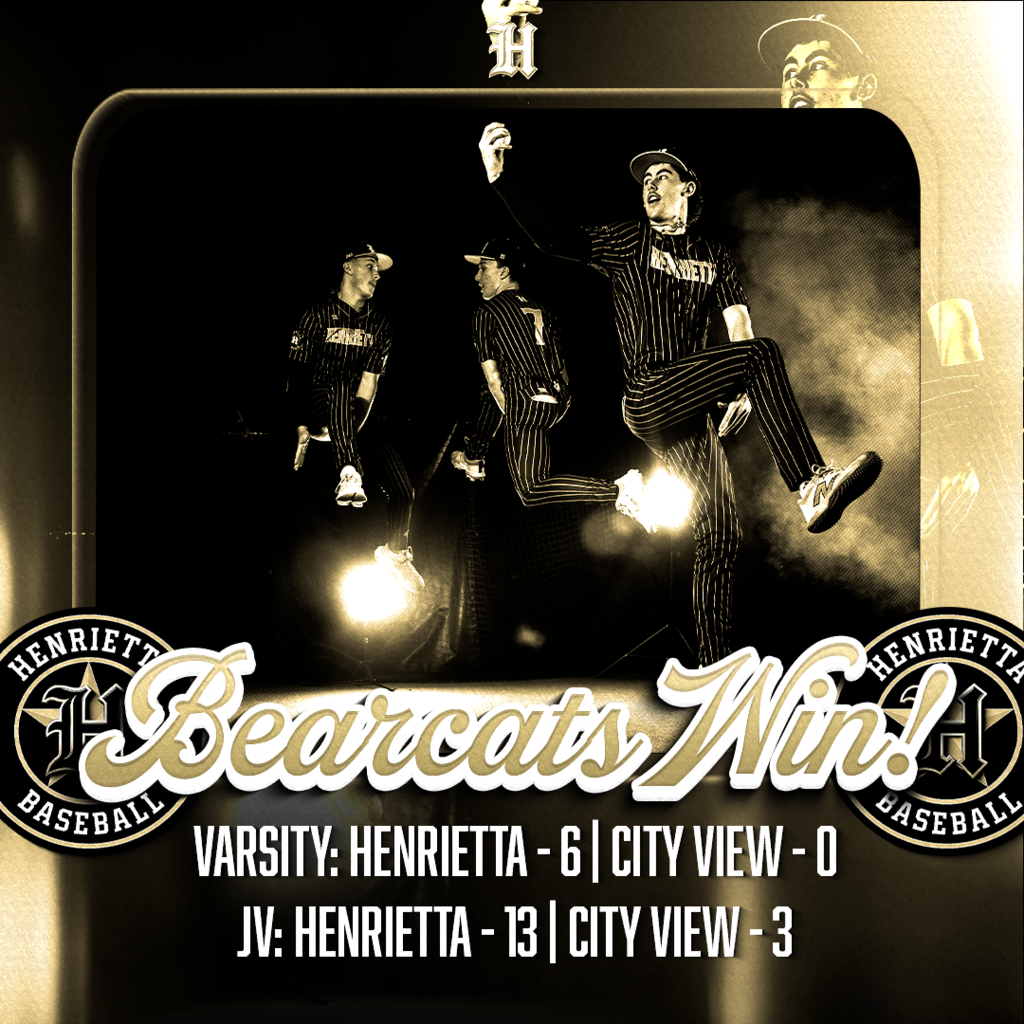 ⚾️ BEARCATS WIN DISTRICT OPENER  Varsity: Henrietta 6 | City View 0 JV: Henrietta 13 | City View 3  Less than 24 hours after wrapping up an incredible basketball season, the Bearcats get back to work and open district 1-0.  🔥 Player of the Game: Caden Frost 5.0 IP | 12 K | 0 BB | 1 H  Trust. Passion. Discipline. #TPD #267 #Bearcats