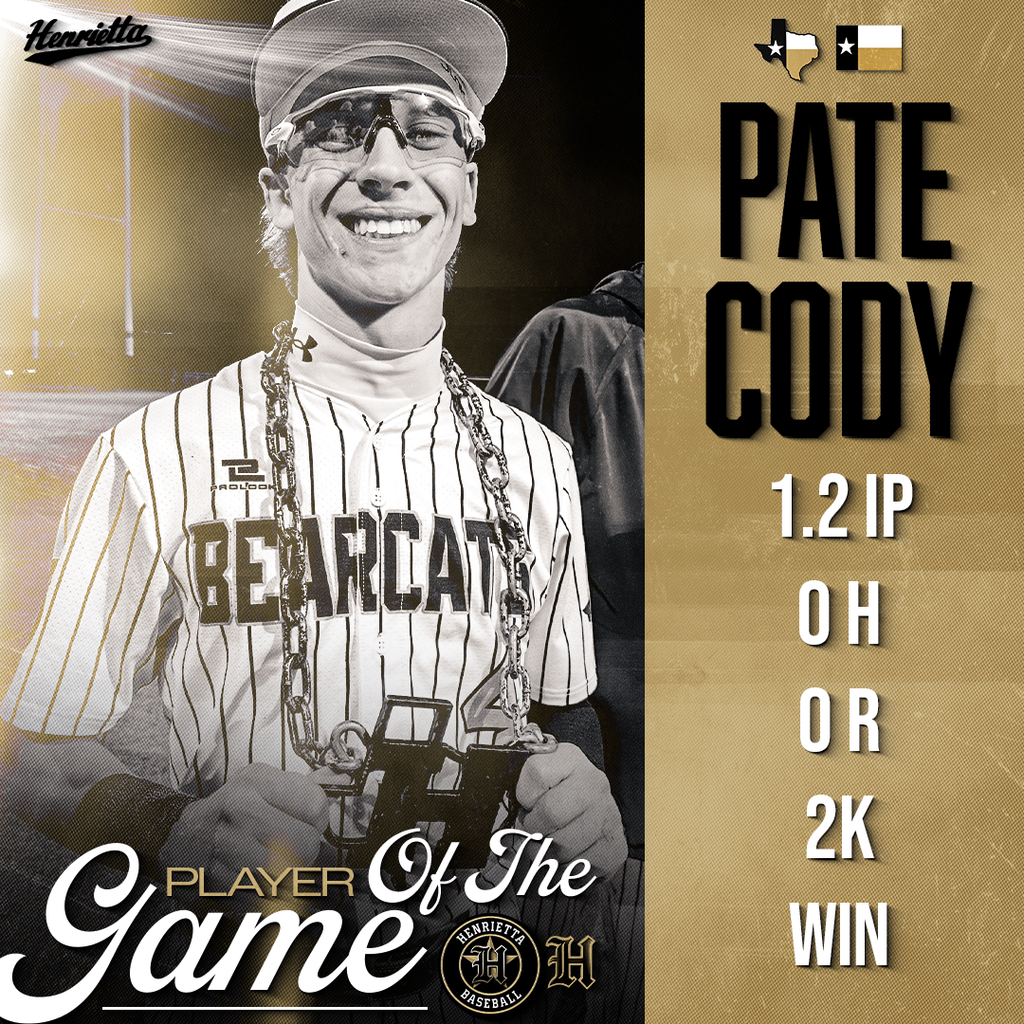 ⚾ HENRIETTA BASEBALL | PLAYER OF THE GAME ⚾  When the moment got big… he got better.  Pate Cody came in and shut it down. 1.2 IP | 0 H | 0 R | 2 K  Attacked. Executed. Finished.  🔥 Trust. Passion. Discipline. #TPD #267