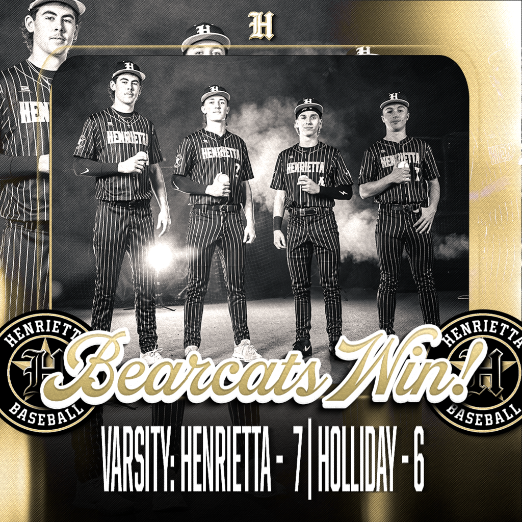 ⚾ HENRIETTA BASEBALL | Bearcats Win! ⚾ Handled business. Stayed locked in, executed, and finished the job. That’s how you respond. - Varsity goes 2-0 on the week vs Holliday. - JV battled but came up short, 10-5. Complete team effort. Keep stacking. 🔥 Trust. Passion. Discipline. #TPD #267
