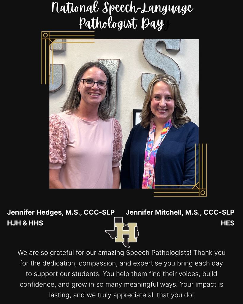 Two women, one in pink and the other in blue, smiling at the camera. They are Speech Pathologists, and the text below them explains the significance of their profession.