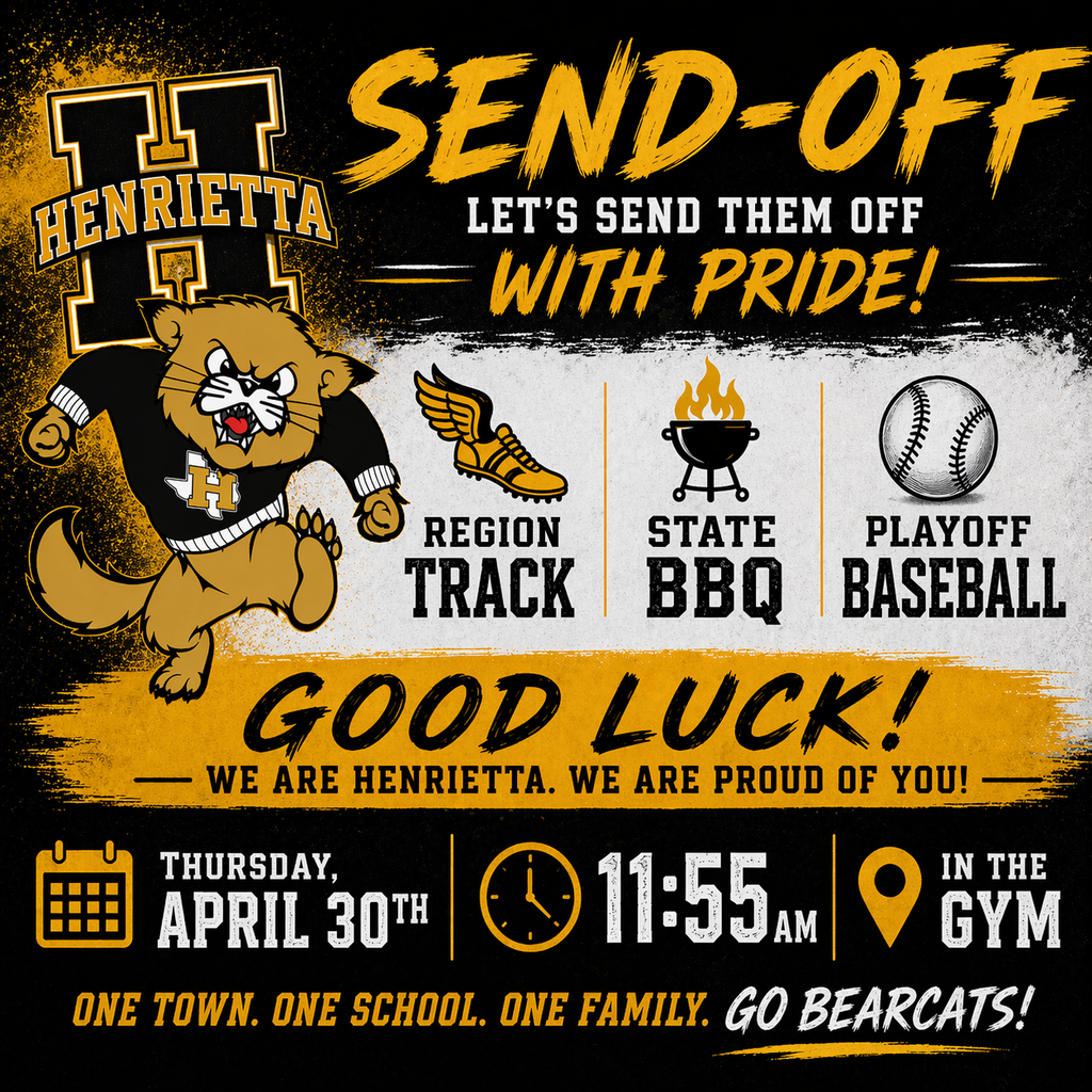 Send-off for Track, BBQ and Baseball! 11:55 am at the gym.