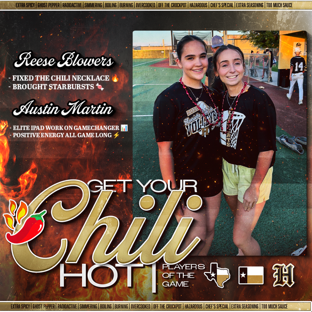 🌶️🔥 GET YOUR CHILI HOT 🔥🌶️  Different roles… same 🔥  PLAYERS OF THE GAME showed up and handled business: Big bats. Lockdown innings. Elite defense.  AND DON’T FORGET THE ONES BEHIND THE SCENES… Our managers kept everything rolling, from chili chains to GameChanger 📊 Energy never dropped. Standard never slipped.  It takes everybody. And tonight… THE CHILI WAS HOT ALL AROUND. 🌶️🔥  TPD. #267