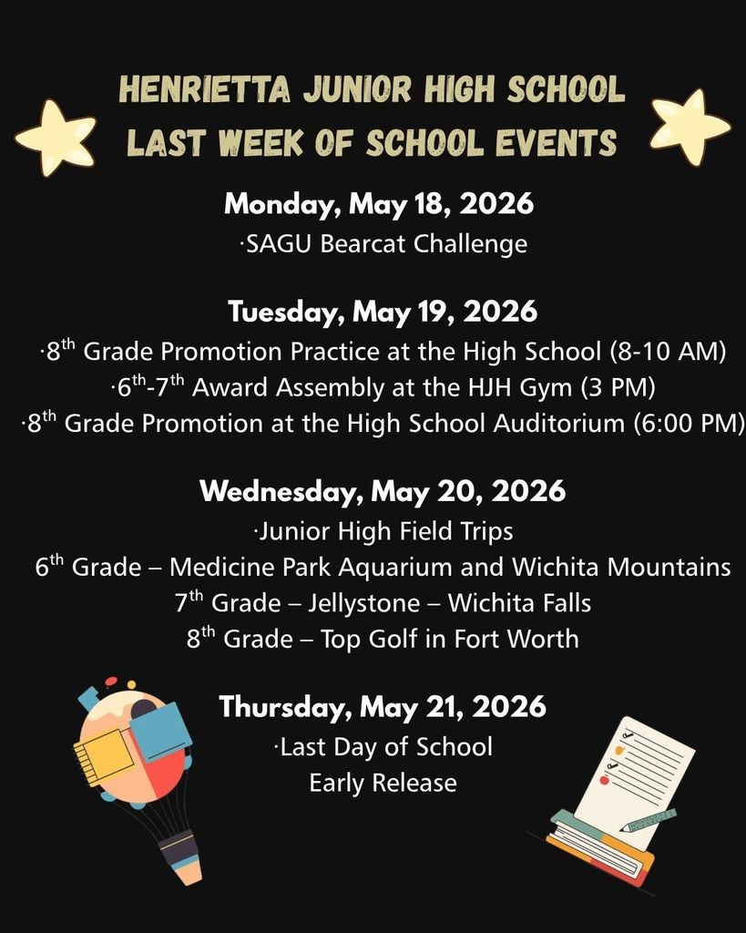HJH - Last Weel of School Events 2026