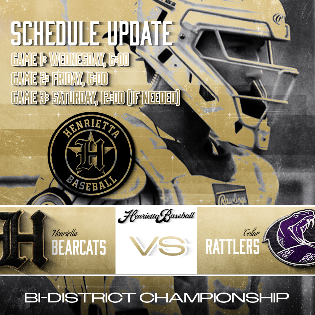 SCHEDULE UPDATE 🚨  Due to anticipated weather, Game 1 has been moved up to Wednesday at 6:00 PM.  🆚 Tolar Rattlers 📍 Saginaw High School  Game 1: Wednesday @ 6:00 PM Game 2: Friday @ 6:00 PM Game 3: Saturday @ 12:00 PM (if needed)  Pull up and pack the stands. Trust. Passion. Discipline. #TPD