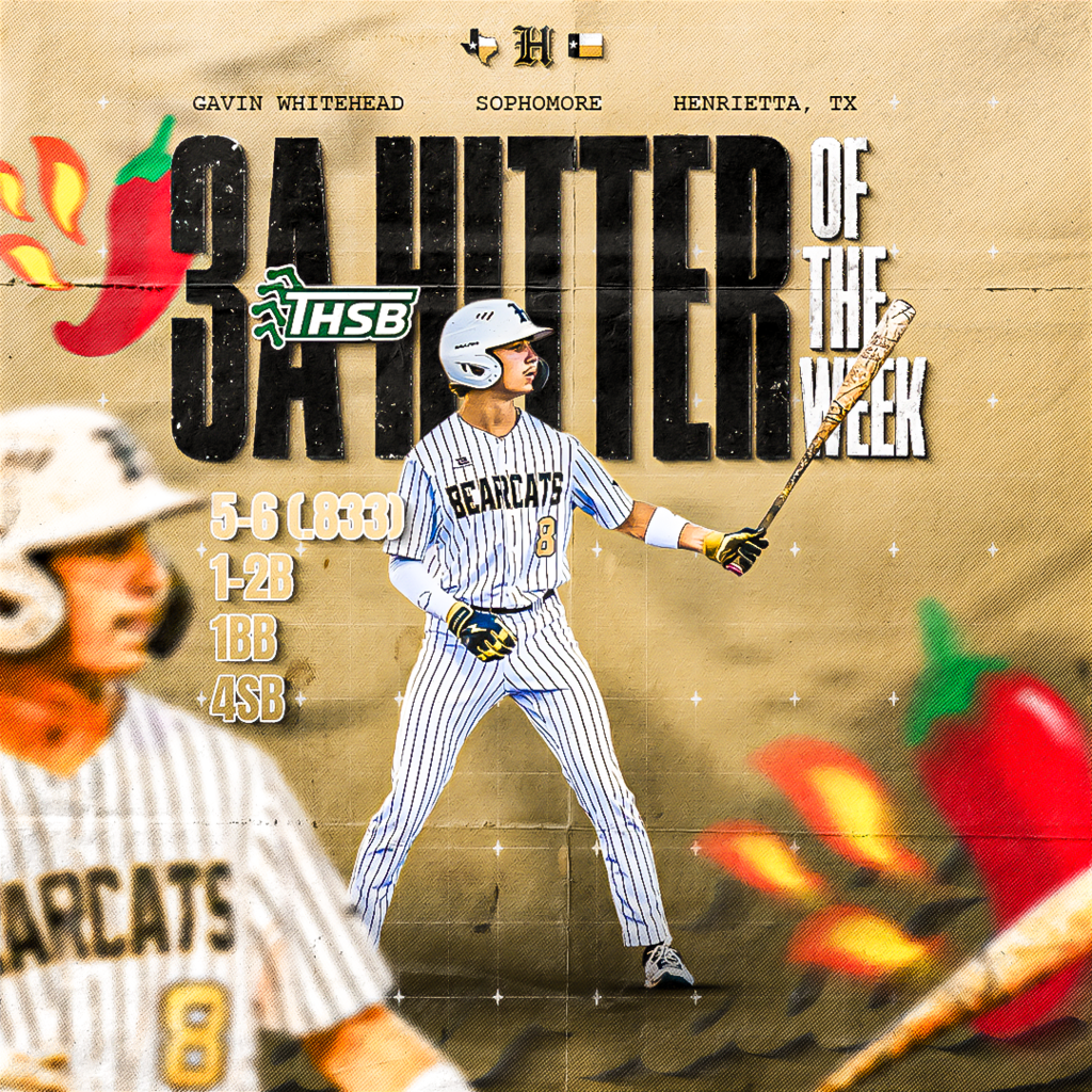🔥 3A HITTER OF THE WEEK 🔥 The state’s on notice… and this one belongs to YOU, Gavin.  ⚡ 5-6 (.833) ⚡ 1 2B ⚡ 1 BB ⚡ 4 SB  Relentless at-bats. Game-changing speed. Trust. Passion. Discipline. on full display.  Bearcat Family, show him some love 👇 Go vote Gavin for OVERALL Hitter of the Week: https://txhighschoolbaseball.com/5a/overall-d-bat-hitter-of-the-week-fan-poll-april-28/  #TPD