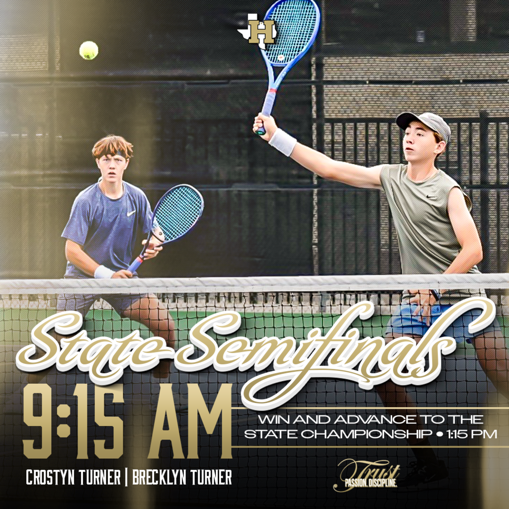 🎾 STATE SEMIS | HENRIETTA TENNIS 🎾  The stage is set.  Crostyn Turner & Brecklyn Turner compete this morning in the STATE SEMIFINALS at 9:15 AM with a chance to play for a STATE CHAMPIONSHIP at 1:15 PM.  Pressure is a privilege. Moments like this are earned.  Go compete for Henrietta. Go leave your mark.  #TPD