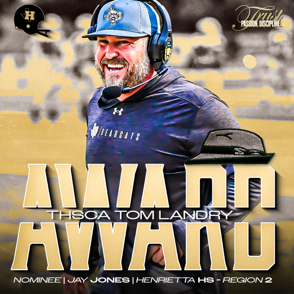 Some people chase recognition. Coach Jones has been chasing a standard.  A standard of Trust. A standard of Passion. A standard of Discipline. A standard of loving kids hard, coaching them harder, and representing Henrietta the right way every single day.  That’s why being named a THSCA Tom Landry Award Nominee means something to all of us, even if he’d rather never make it about himself.  Proud to see our Head Football Coach & Athletic Director, Jay Jones, recognized as a 2026 THSCA Tom Landry Award Nominee representing Region 2 and Henrietta HS.  The impact goes way beyond wins. TPD isn’t just words around here… it’s lived out daily.  #TPD